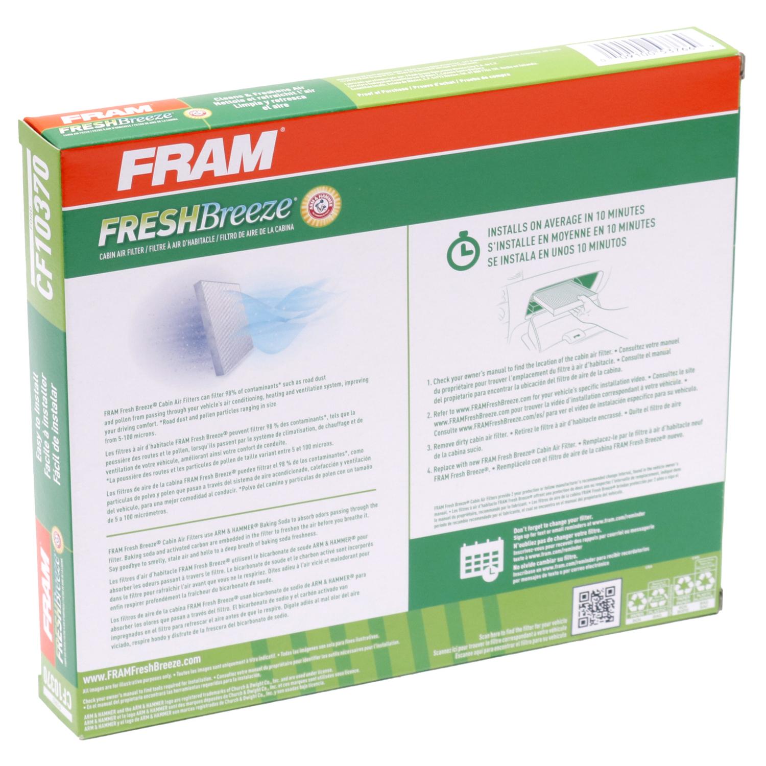 Fram CF10370 - Cabin Air Filter Fram CF10370 Cabin Air Filter product image 3 of 6