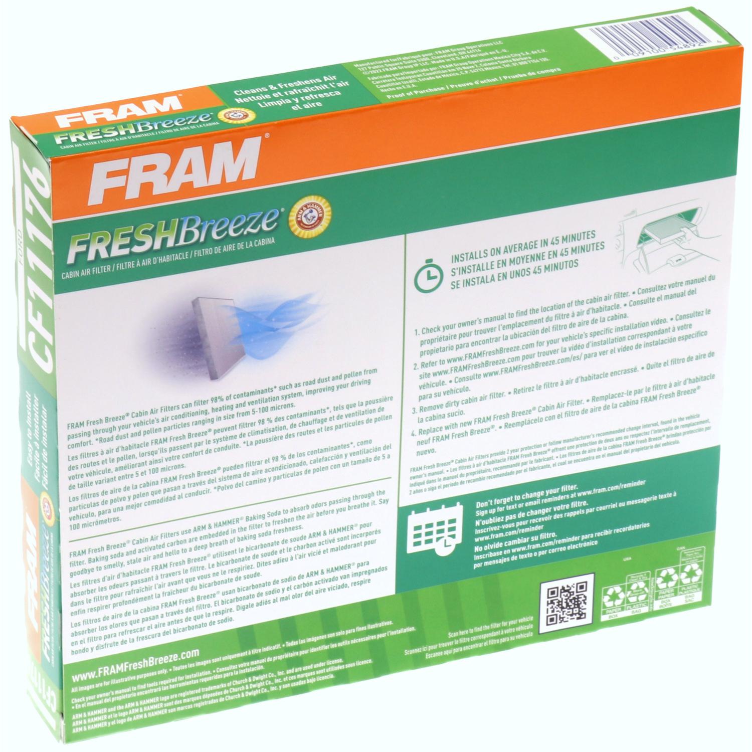 Fram CF11176 - Cabin Air Filter Fram CF11176 Cabin Air Filter product image 5 of 6