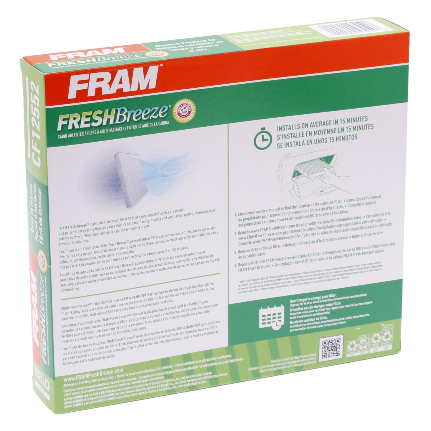 Fram CF12552 - Cabin Air Filter Fram CF12552 Cabin Air Filter product image 1 of 6