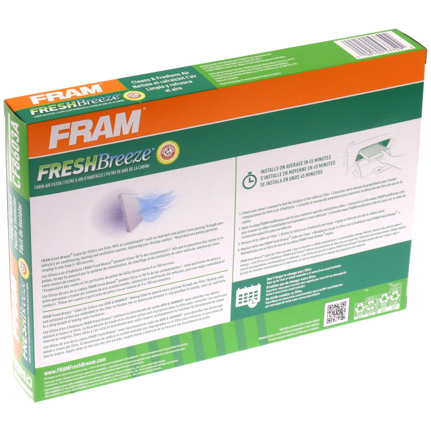 Fram CF8603A - Cabin Air Filter Fram CF8603A Cabin Air Filter product image 7 of 7