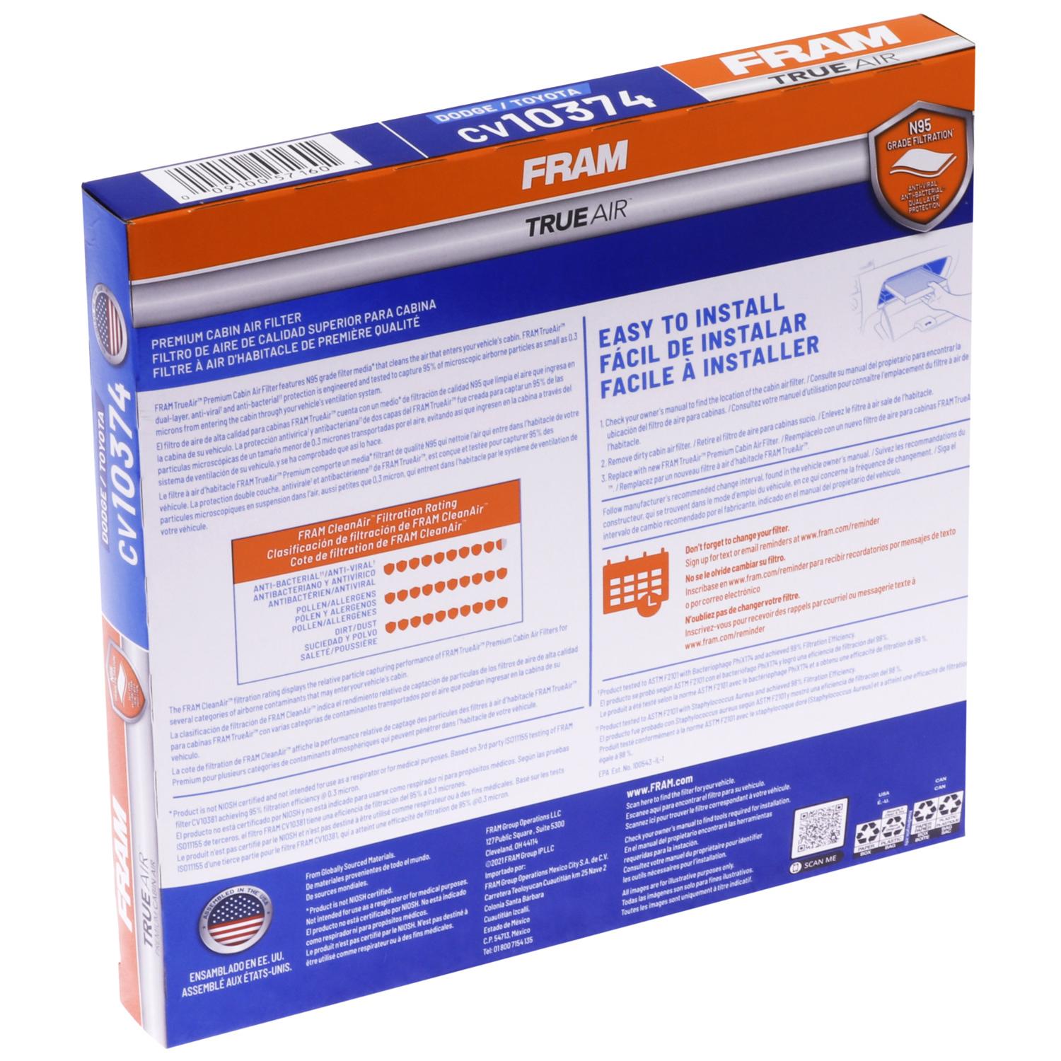 Fram CV10374 - Cabin Air Filter Fram CV10374 Cabin Air Filter product image 1 of 6