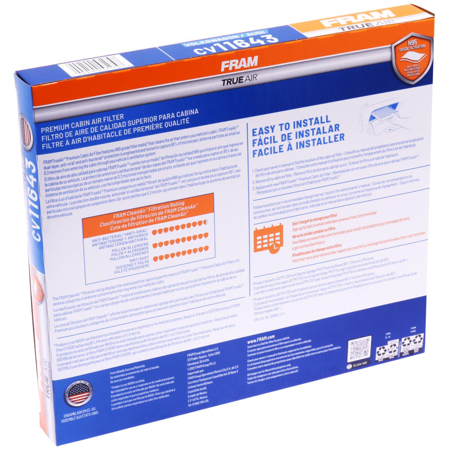 Fram CV11643 Cabin Air Filter product image 1 of 6
