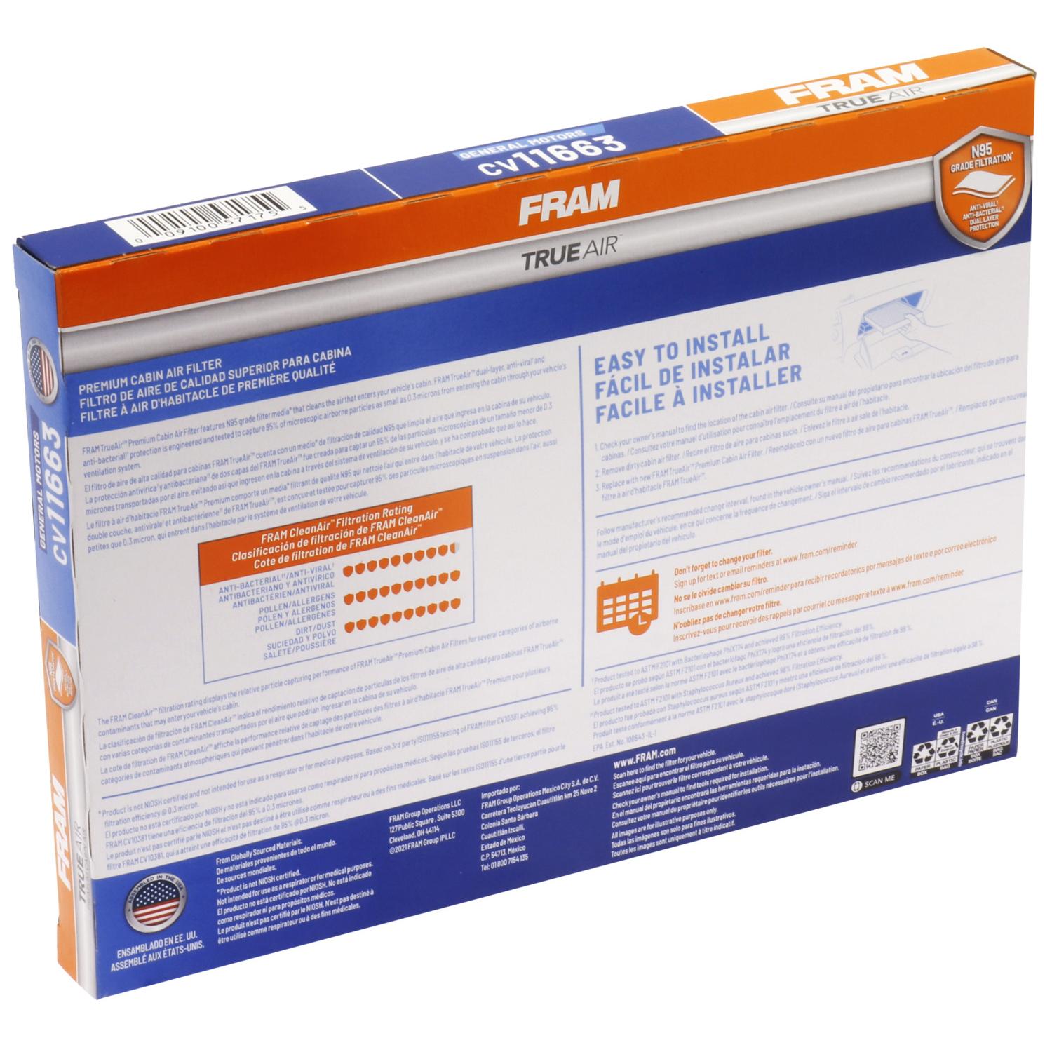 Fram CV11663 Cabin Air Filter product image 1 of 6