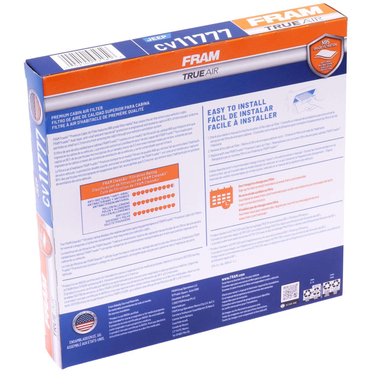 Fram CV11777 Cabin Air Filter product image 1 of 6