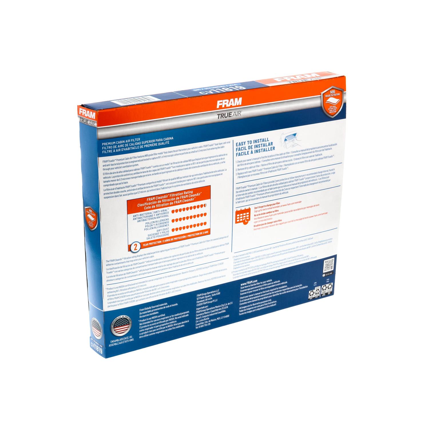 Fram CV11819 Cabin Air Filter product image 1 of 6