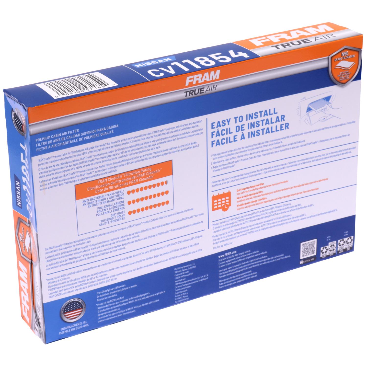 Fram CV11854 Cabin Air Filter product image 1 of 6