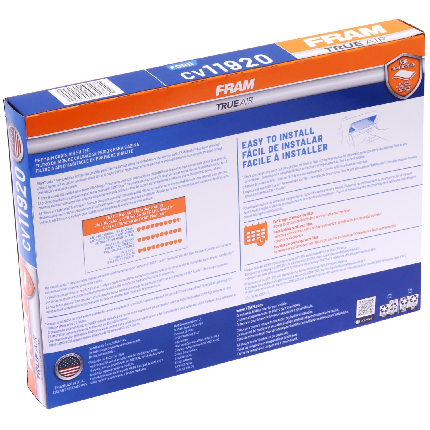Fram CV11920 Cabin Air Filter product image 1 of 6