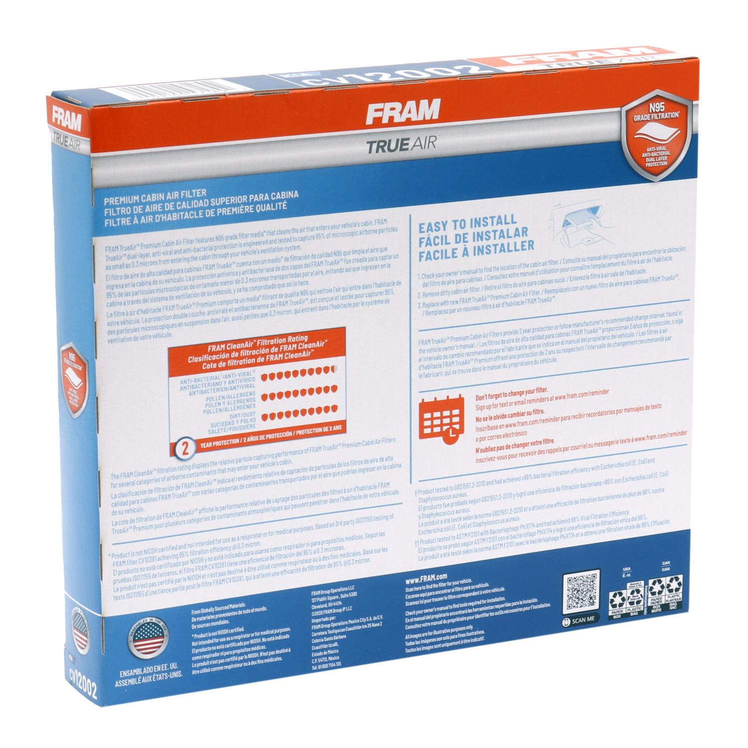 Fram CV12002 - Cabin Air Filter Fram CV12002 Cabin Air Filter product image 1 of 6