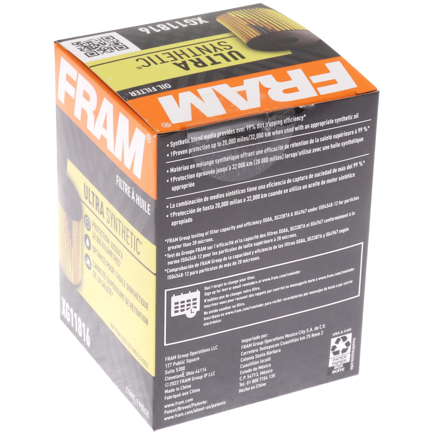 Fram XG11816 - Engine Oil Filter Fram XG11816 Engine Oil Filter product image 1 of 6