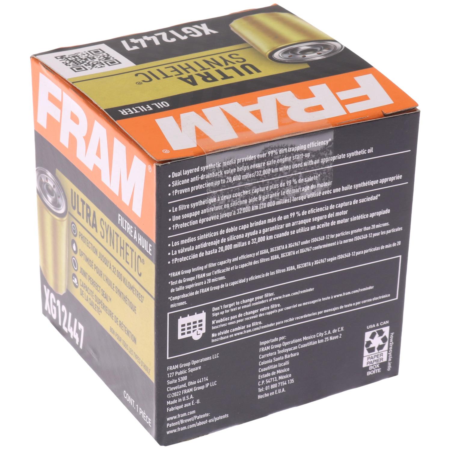 Fram XG12447 - Engine Oil Filter Fram XG12447 Engine Oil Filter product image 1 of 5