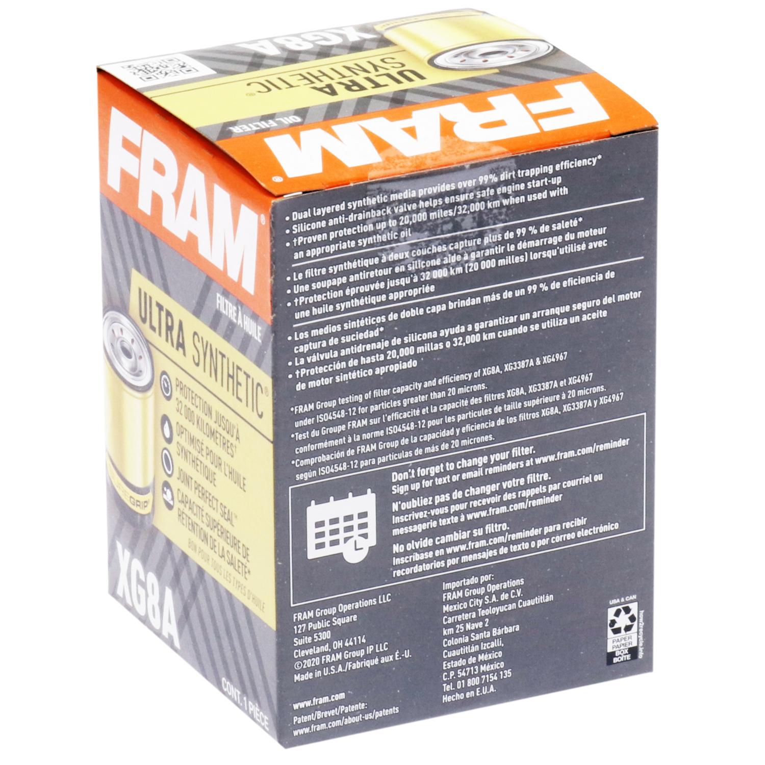 Fram XG8A - Engine Oil Filter Fram XG8A Engine Oil Filter product image 1 of 5