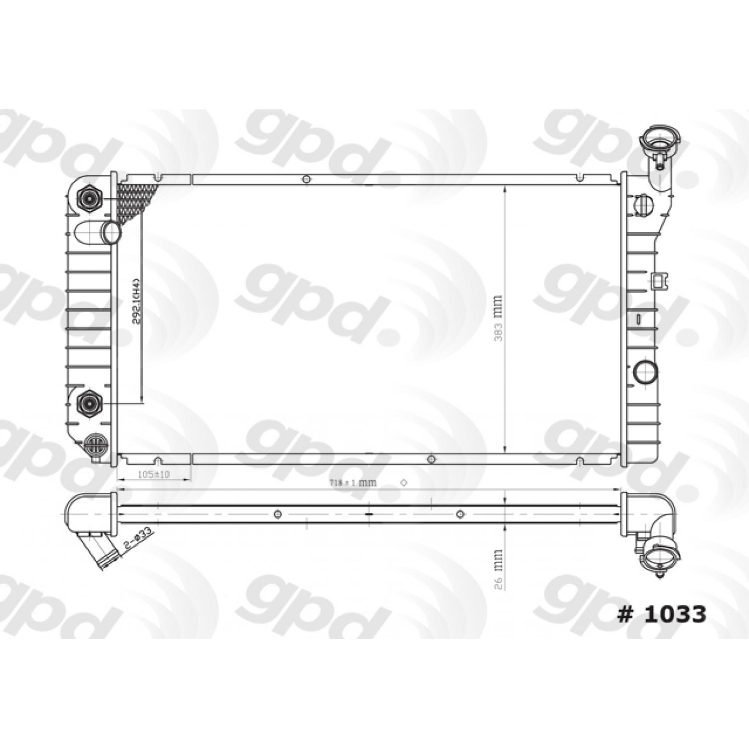Global Parts Distributors 1033 - Radiator Global Parts Distributors 1033 Radiator product image 1 of 1