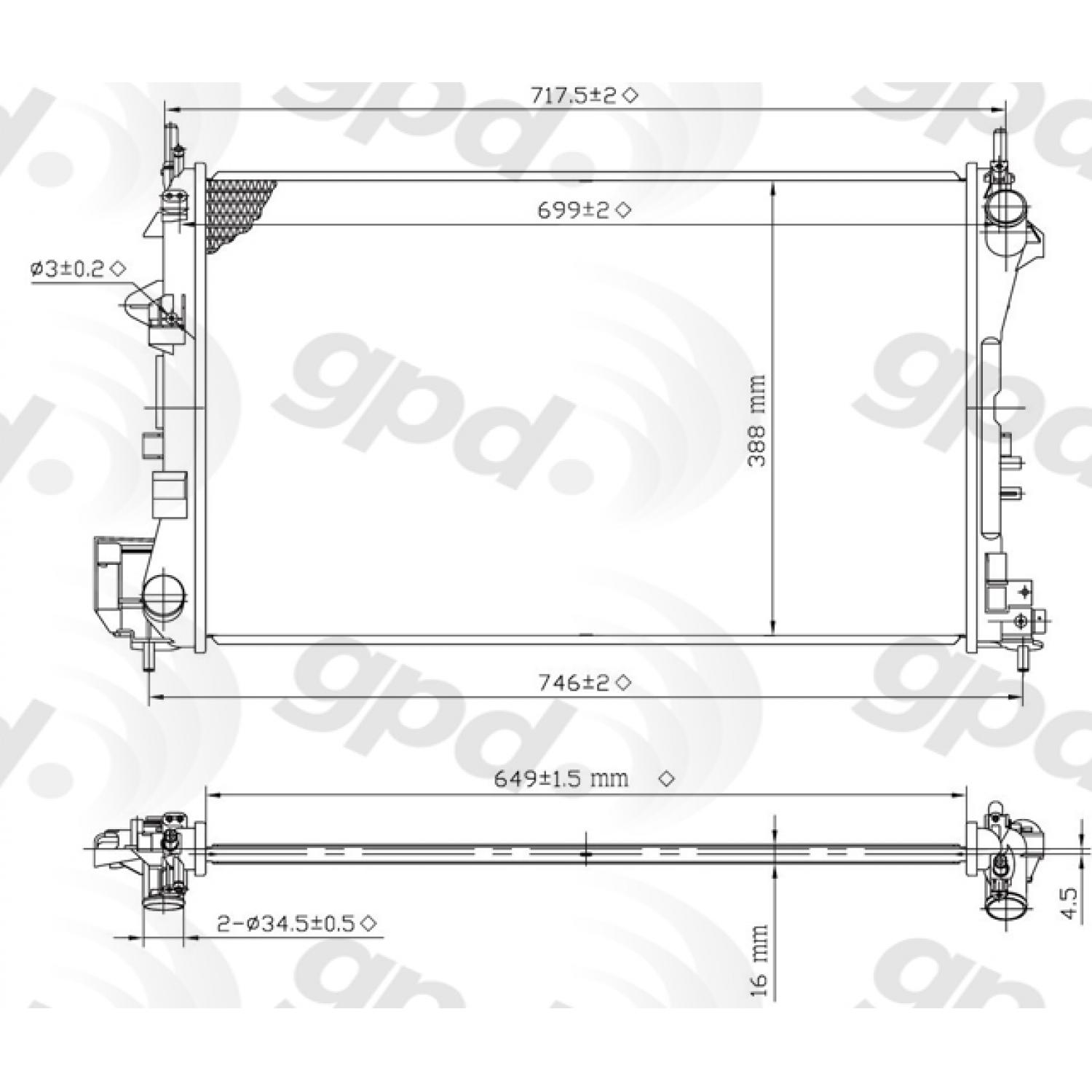Global Parts Distributors 2913 - Radiator Global Parts Distributors 2913 Radiator product image 1 of 1