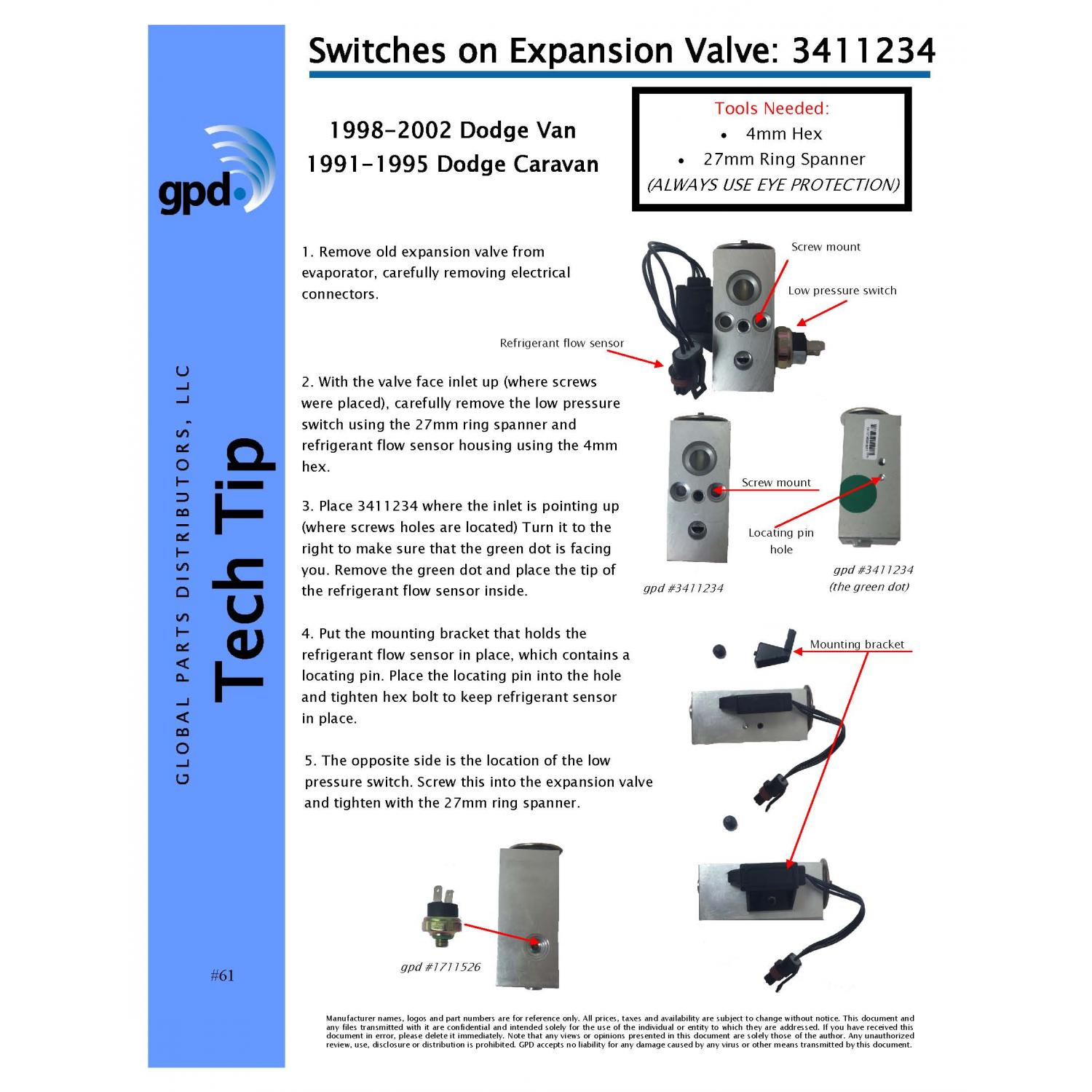 Global Parts Distributors 3411234 - A/C Expansion Valve Global Parts Distributors 3411234 A/C Expansion Valve product image 3 of 3
