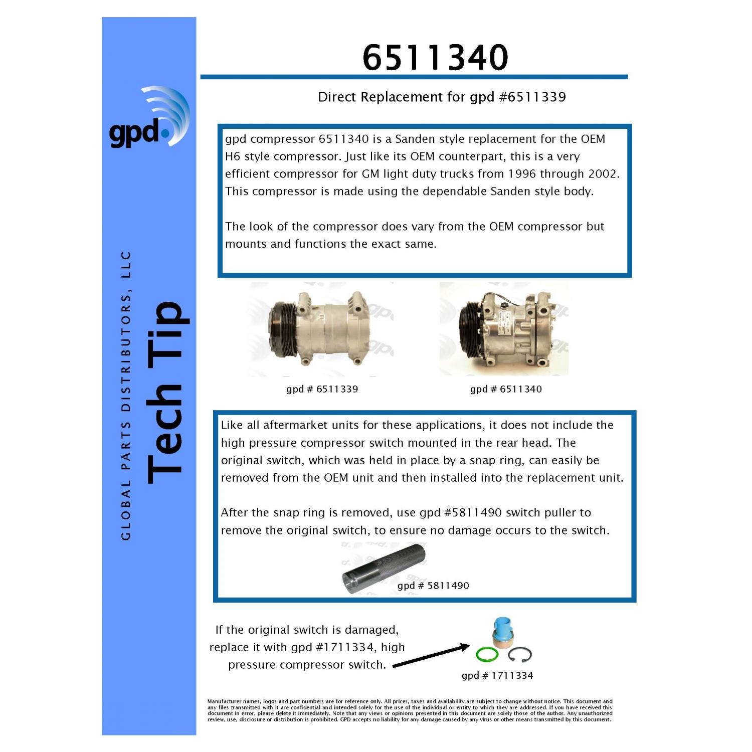 Global Parts Distributors 6511340 A/C Compressor product image 5 of 5