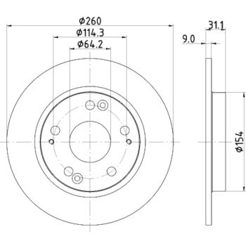2015 Honda CR-Z Disc Brake Rotor Rear Hella Pagid 355117901 image 3 of 4