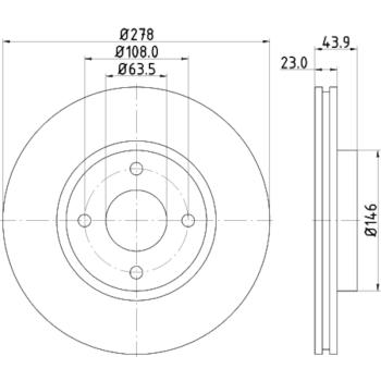 2019 Ford Fiesta Disc Brake Rotor Front Hella Pagid 355118181 image 3 of 4
