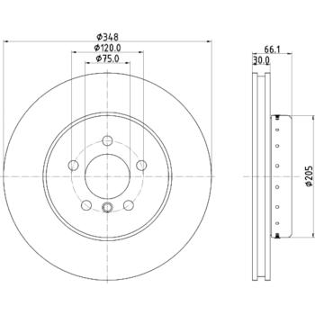 2014 BMW ActiveHybrid 5 Disc Brake Rotor Front Hella Pagid 355120651 image 4 of 4