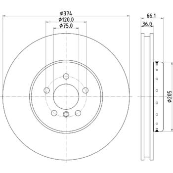 2014 BMW 750i Disc Brake Rotor Front Right Hella Pagid 355120691 image 4 of 4