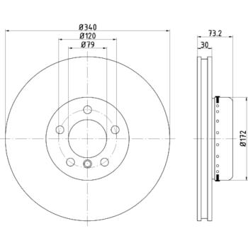 2014 BMW ActiveHybrid 3 Disc Brake Rotor Front Hella Pagid 355120811 image 4 of 4