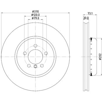 2014 BMW ActiveHybrid 3 Disc Brake Rotor Front Hella Pagid 355120831 image 4 of 4