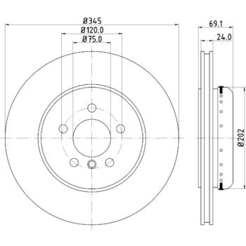 2014 BMW ActiveHybrid 7 Disc Brake Rotor Rear Hella Pagid 355120871 image 4 of 4