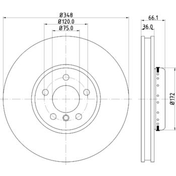 2014 BMW ActiveHybrid 7 Disc Brake Rotor Front Left Hella Pagid 355120881 image 4 of 4