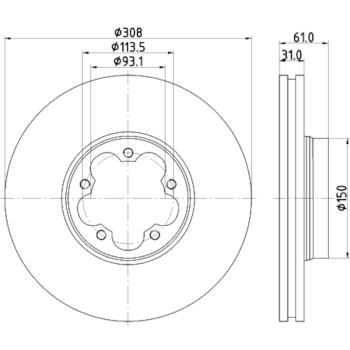 2016 Ford Transit-150 Disc Brake Rotor Front Hella Pagid 355122801 image 4 of 4