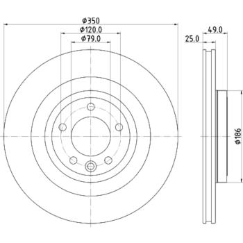 2021 Land Rover Range Rover Disc Brake Rotor Rear Hella Pagid 355123091 image 4 of 4