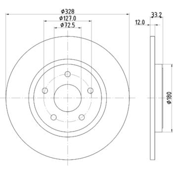 2012 Ram C/V Disc Brake Rotor Rear Hella Pagid 355125311 image 4 of 4