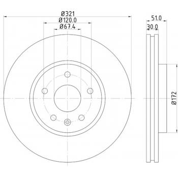 2017 GMC Terrain Disc Brake Rotor Front Hella Pagid 355129091 image 1 of 1