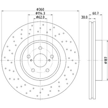 2014 Lexus IS F Disc Brake Rotor Front Hella Pagid 355129851 image 3 of 4