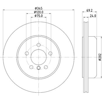 2014 BMW ActiveHybrid 7 Disc Brake Rotor Rear Hella Pagid 355132501 image 1 of 1