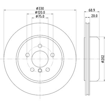 2014 BMW ActiveHybrid 5 Disc Brake Rotor Rear Hella Pagid 355132851 image 1 of 1