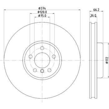2015 BMW Alpina B7L Disc Brake Rotor Front Right Hella Pagid 355132971 image 1 of 1