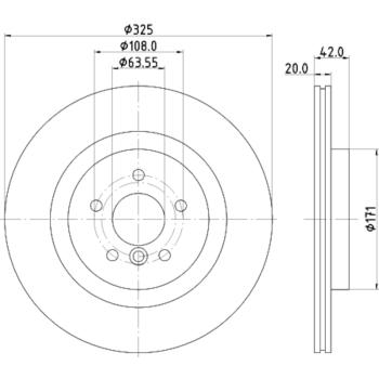 2017 Jaguar XF Disc Brake Rotor Rear Hella Pagid 355133211 image 4 of 4