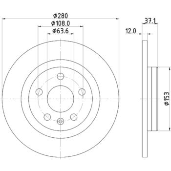 2019 Volvo XC40 Disc Brake Rotor Rear Hella Pagid 355133411 image 4 of 4