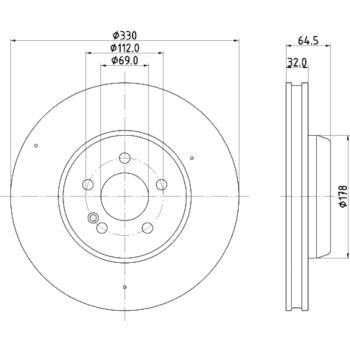 2018 Mercedes-Benz C300 Disc Brake Rotor Front Hella Pagid 355134472 image 1 of 1
