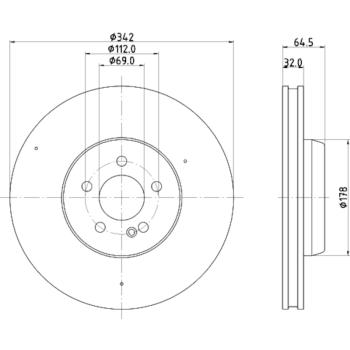 2020 Mercedes-Benz GLC300 Disc Brake Rotor Front Hella Pagid 355134492 image 1 of 1