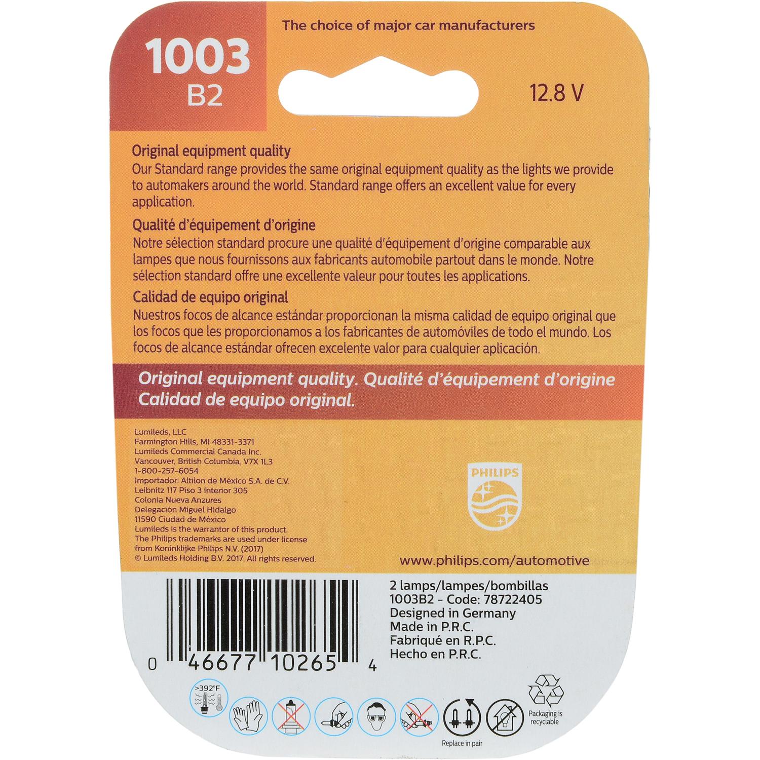 Philips 1003B2 Back Up Light Bulb product image 6 of 10