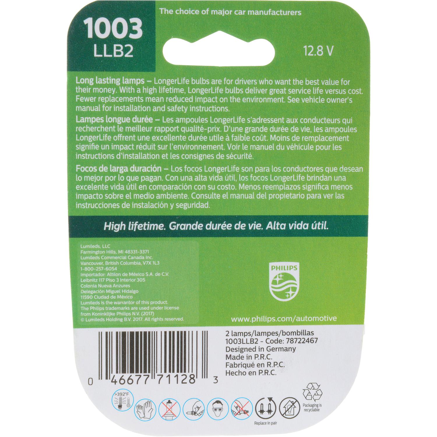 Philips 1003LLB2 Back Up Light Bulb product image 6 of 10