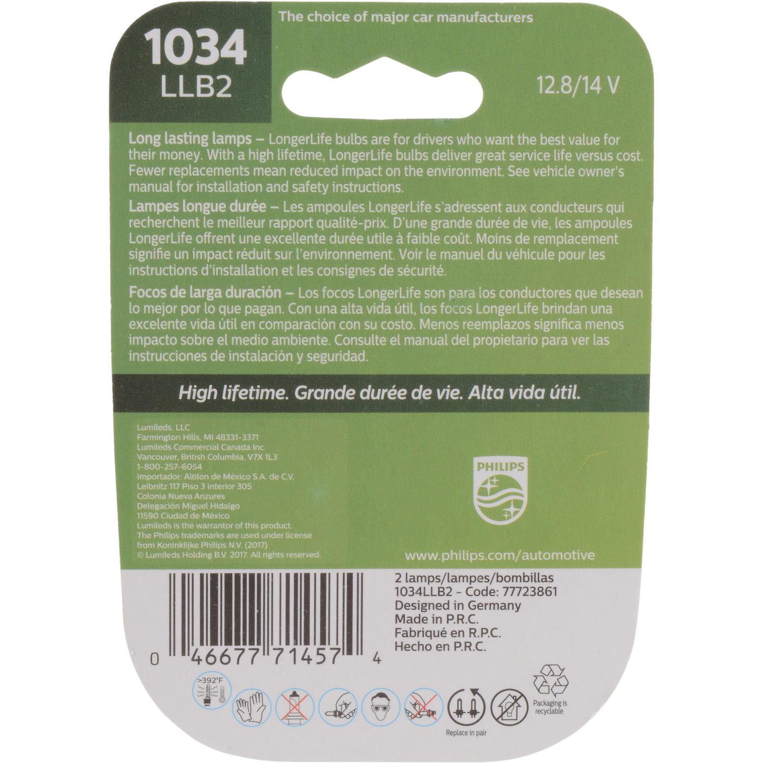 Philips 1034LLB2 - Turn Signal Light Bulb Philips 1034LLB2 Brake Light Bulb product image 6 of 10