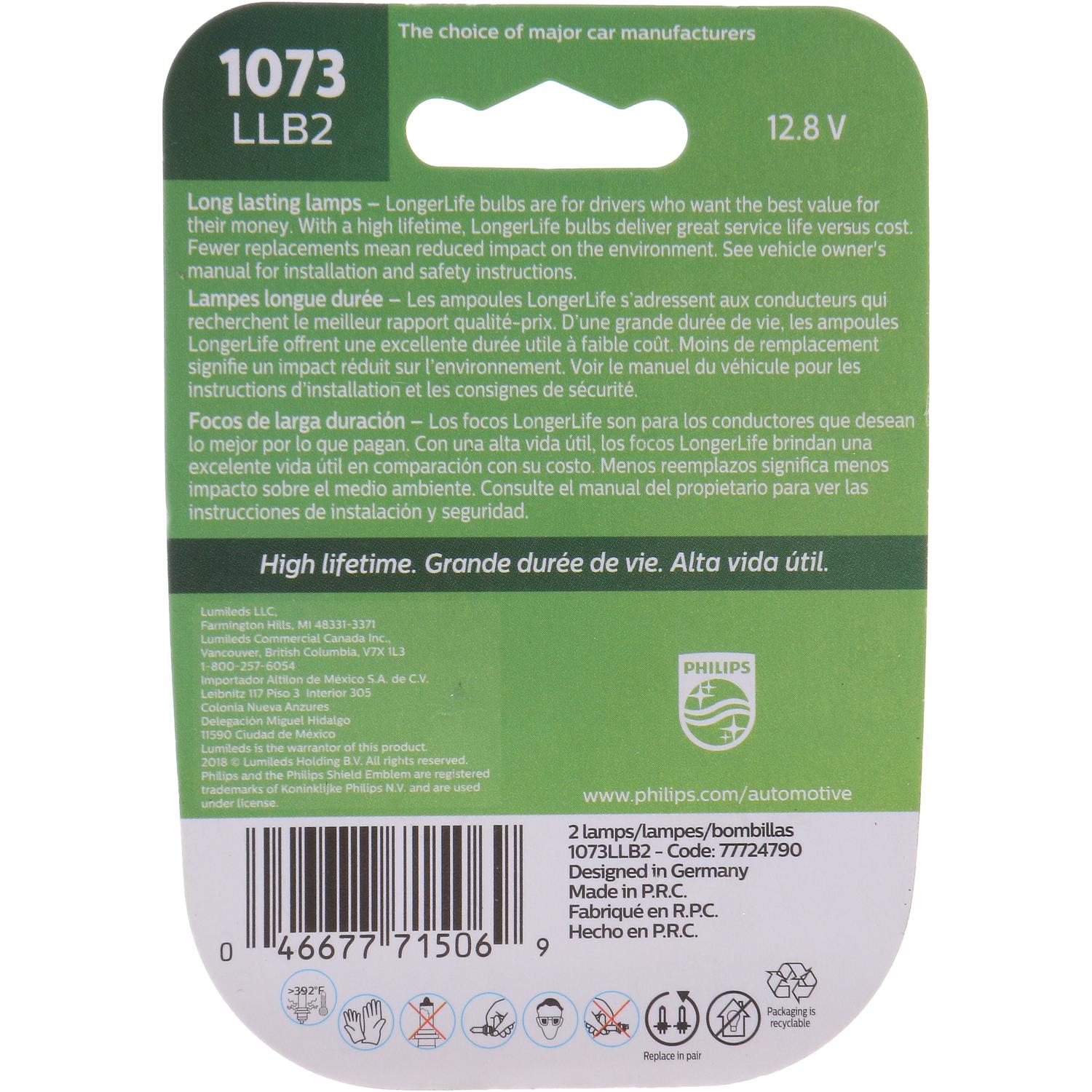 Philips 1073LLB2 - Center High Mount Stop Light Bulb Philips 1073LLB2 Back Up Light Bulb product image 13 of 26