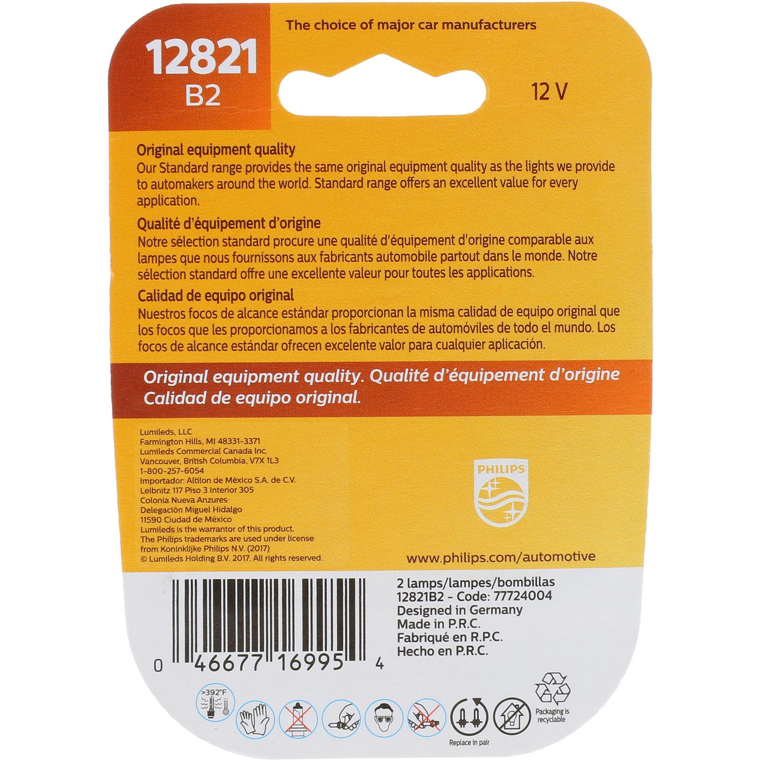 Philips 12821B2 - Multi Purpose Light Bulb Philips 12821B2 Back Up Light Bulb product image 6 of 10