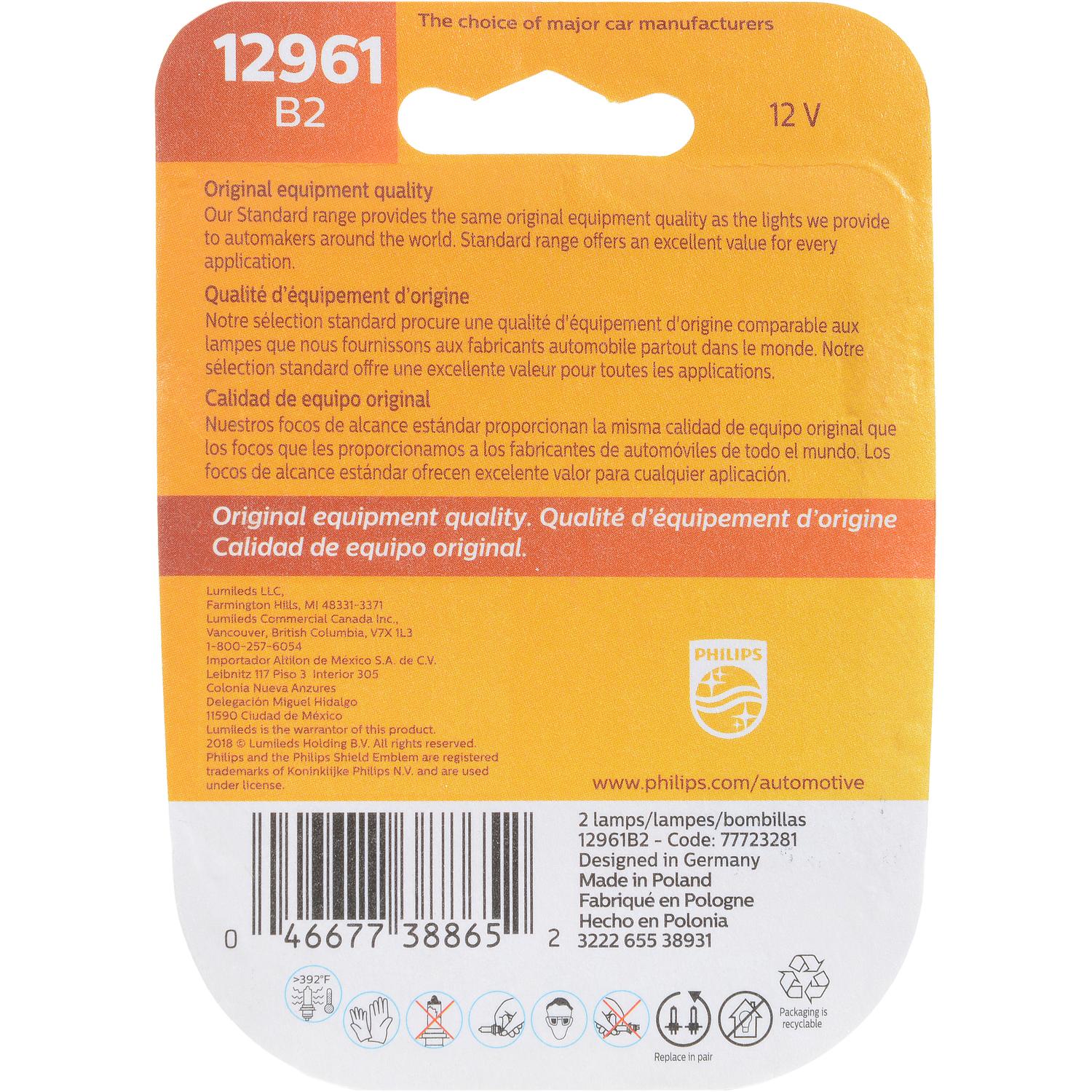 Philips 12961B2 Back Up Light Bulb product image 6 of 10