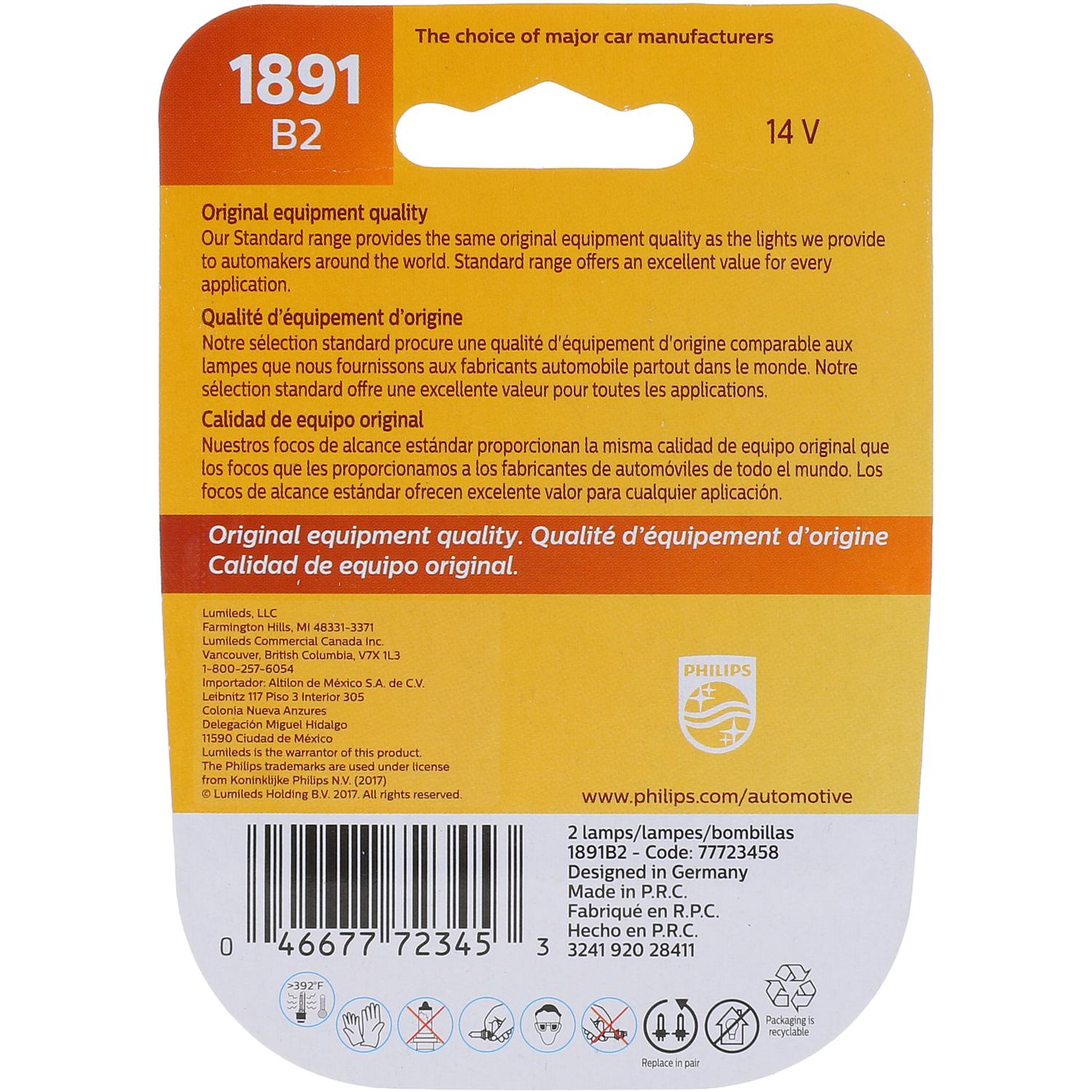 Philips 1891B2 - Instrument Panel Light Bulb Philips 1891B2 Ash Tray Light Bulb product image 6 of 10