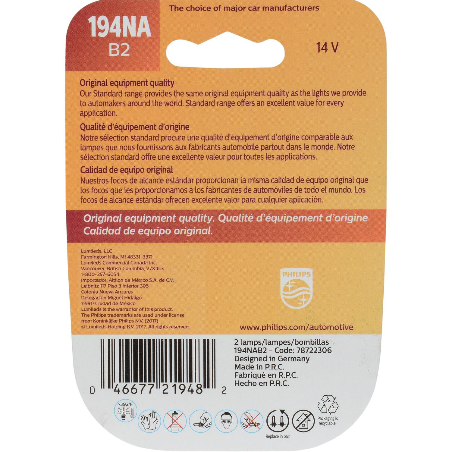 Philips 194NAB2 Auto Trans Indicator Light Bulb product image 5 of 8