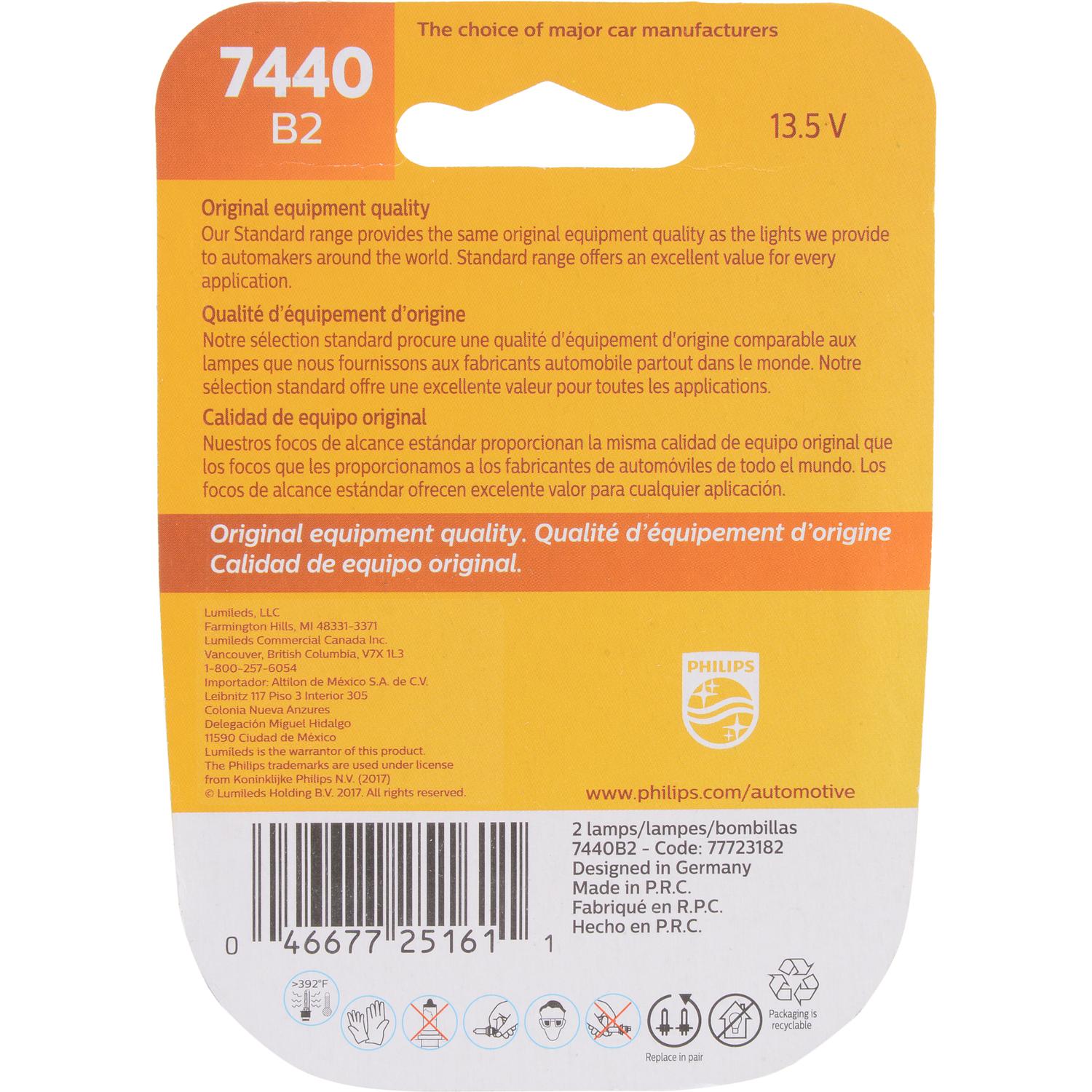 Philips 7440B2 - Center High Mount Stop Light Bulb Philips 7440B2 Back Up Light Bulb product image 6 of 10