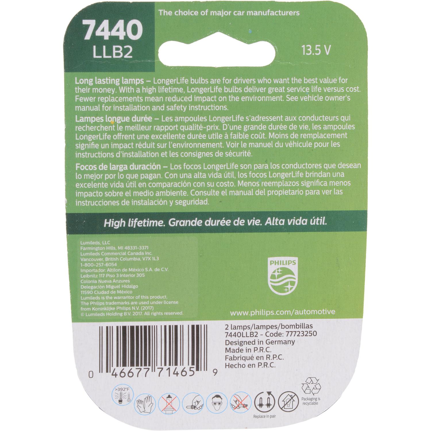 Philips 7440LLB2 - Center High Mount Stop Light Bulb Philips 7440LLB2 Back Up Light Bulb product image 6 of 10