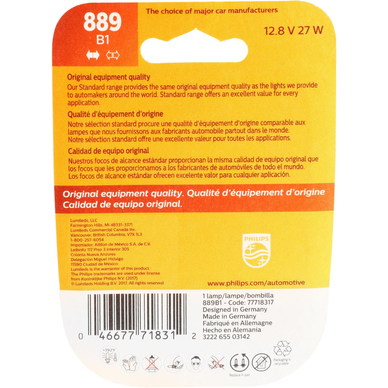 Philips 889B1 - Center High Mount Stop Light Bulb Philips 889B1 Back Up Light Bulb product image 6 of 10